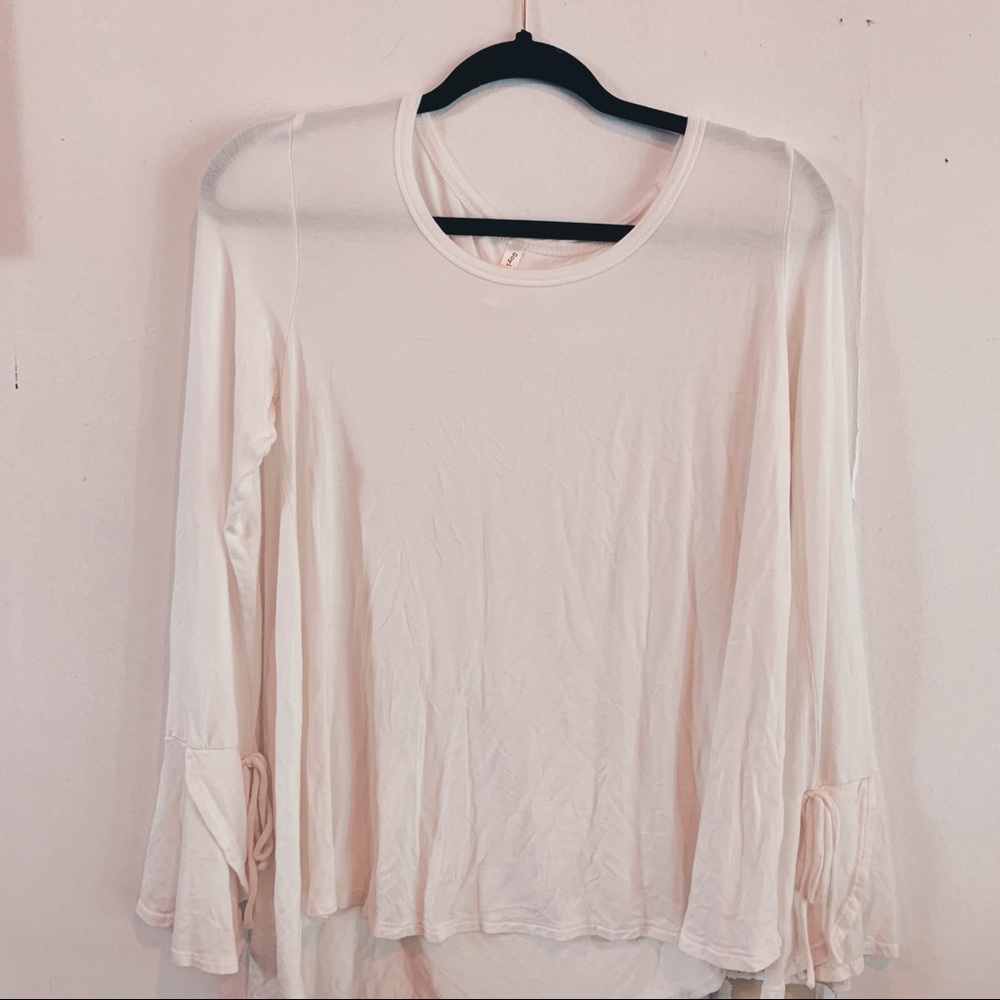 WOMENS WHITE BELLE SLEEVE BLOUSE